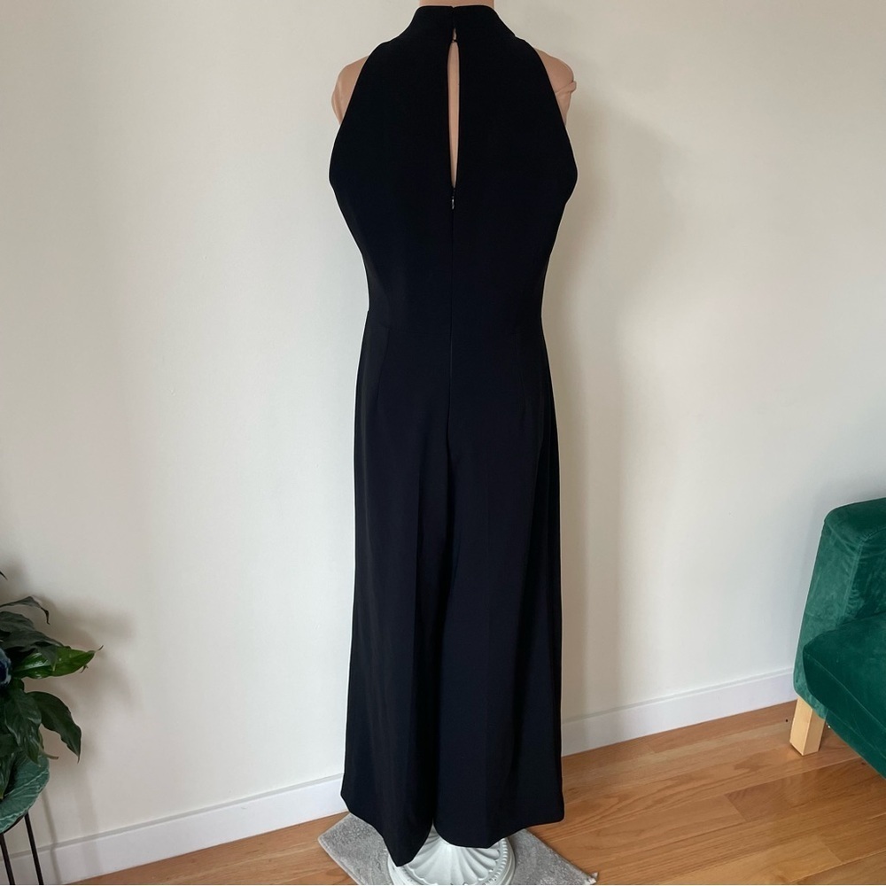 Lucian Matis Pleated High Neck Wide Leg Black Sleeveless Jumpsuit FW1975 EUC 10 - Picture 4 of 10